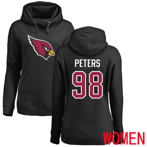 Arizona Cardinals Black Women Corey Peters Name And Number Logo NFL Football #98 Pullover Hoodie Sweatshirts->nfl t-shirts->Sports Accessory